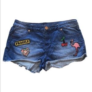No Boundaries Noho Appliqué Denim Short Shorts 11